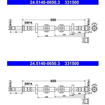 2x Ate Bremsschläuche Vorne Passend Für Audi A6 A7 Links+rechts: Bremsschlauch A.b.s.: Sl1125 Ate: 24514006503 Bosch: 1987481690 Brembo: T85153 Car: T 2x Ate Bremsschläuche Vorne Passend Für Audi A6 A7 Links+rechts: Bremsschlauch A.b.s.: Sl1125 Ate: 24514006503 Bosch: 1987481690 Brembo: T85153 Car: T