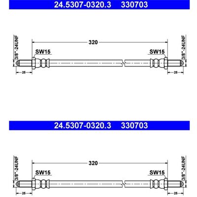 Alfa Romeo 115024554400 - Bremsschlauch - 320mm, 3/8"-24UNF Alfa Romeo 115024554400 - Bremsschlauch - 320mm, 3/8"-24UNF