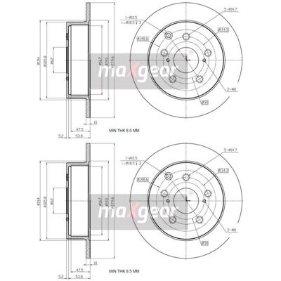 2x Maxgear Bremsschebeiben 280mm Voll Hinten Passend Für Toyota Avensis: Bremsscheibe A.b.s.: 17912 Abakus: 23104120 Abakus: 231041202 Ackoja: A704001 2x Maxgear Bremsschebeiben 280mm Voll Hinten Passend Für Toyota Avensis: Bremsscheibe A.b.s.: 17912 Abakus: 23104120 Abakus: 231041202 Ackoja: A704001