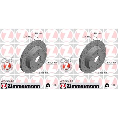 Zimmermann Sport Bremsscheibe - 303mm Belüftet Gelocht - 72mm H - Bremsscheibe Zimmermann Sport Bremsscheibe - 303mm Belüftet Gelocht - 72mm H - Bremsscheibe