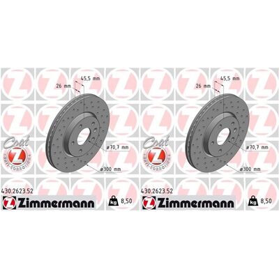 Zimmermann Sport 300mm Belüftete Gelochte Bremsscheibe - Bremsscheibe Zimmermann Sport 300mm Belüftete Gelochte Bremsscheibe - Bremsscheibe
