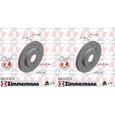2x Zimmermann Sport Bremsscheiben 294mm Gelocht Hinten Passend Für Bentley Conti: Bremsscheibe A.b.s.: 17525 Abakus: 23104026 Abakus: 231040262 Aisin: 2x Zimmermann Sport Bremsscheiben 294mm Gelocht Hinten Passend Für Bentley Conti: Bremsscheibe A.b.s.: 17525 Abakus: 23104026 Abakus: 231040262 Aisin: