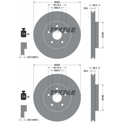 2x Textar Bremsscheiben 305mm Innenbelüftet Vorne Passend Für Lexus Es Ux Toyota: Bremsscheibe A.b.s.: 18941 Aisin: A6f2004s Ashika: 60022055c Ate: 24 2x Textar Bremsscheiben 305mm Innenbelüftet Vorne Passend Für Lexus Es Ux Toyota: Bremsscheibe A.b.s.: 18941 Aisin: A6f2004s Ashika: 60022055c Ate: 24
