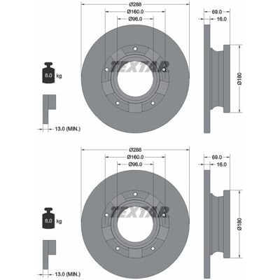 2x Textar Bremsscheiben 288mm Voll Hinten Passend Für Ford Tourneo Transit 923: Bremsscheibe A.b.s.: 18307 A.b.s.: 18768 Abakus: 23104203 Aisin: K6r16 2x Textar Bremsscheiben 288mm Voll Hinten Passend Für Ford Tourneo Transit 923: Bremsscheibe A.b.s.: 18307 A.b.s.: 18768 Abakus: 23104203 Aisin: K6r16