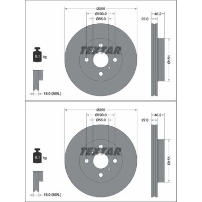 2x Textar Bremsscheiben 255mm Innenbelüftet Vorne Passend Für Toyota Yaris 923: Bremsscheibe A.b.s.: 18943 Blue Print: Adbp430200 Brembo: 09f37411 Del 2x Textar Bremsscheiben 255mm Innenbelüftet Vorne Passend Für Toyota Yaris 923: Bremsscheibe A.b.s.: 18943 Blue Print: Adbp430200 Brembo: 09f37411 Del