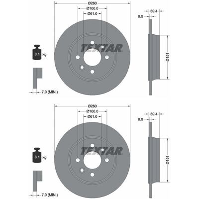 2x Textar Bremsscheiben 260mm Voll Hinten Passend Für Renault Clio 92347603: Bremsscheibe A.b.s.: 18949 Ashika: 61000735c Ate: 24010801191 Brembo: 08e 2x Textar Bremsscheiben 260mm Voll Hinten Passend Für Renault Clio 92347603: Bremsscheibe A.b.s.: 18949 Ashika: 61000735c Ate: 24010801191 Brembo: 08e