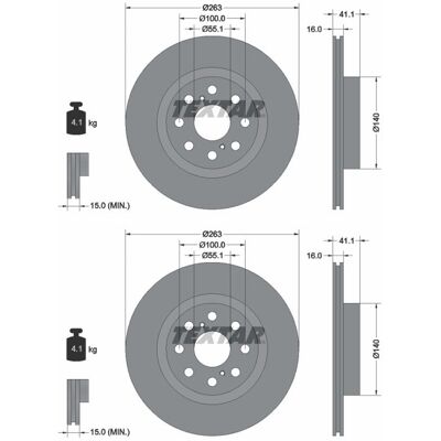 2x Textar Bremsscheiben 263mm Innenbelüftet Hinten Passend Für Toyota Mr2 9214: Bremsscheibe A.b.s.: 17167 Ashika: 6102220c Blue Print: Adt343143 Delp 2x Textar Bremsscheiben 263mm Innenbelüftet Hinten Passend Für Toyota Mr2 9214: Bremsscheibe A.b.s.: 17167 Ashika: 6102220c Blue Print: Adt343143 Delp
