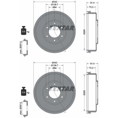 2x Textar 295mm Bremstrommeln Hinten Passend Für Fiat Fullback Mitsubishi L200: Bremstrommel A.b.s.: 3427s Ashika: 5605511c Blue Print: Adc44711 Bosch 2x Textar 295mm Bremstrommeln Hinten Passend Für Fiat Fullback Mitsubishi L200: Bremstrommel A.b.s.: 3427s Ashika: 5605511c Blue Print: Adc44711 Bosch