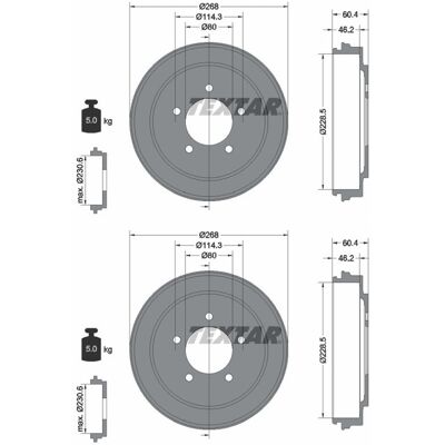 2x Textar 228,5mm Bremstrommeln Hinten Passend Für Chrysler Sebring Dodge: Bremstrommel A.b.s.: 2835s Delphi: Bf600 Dodge: 5105617aa Dodge: 68032618aa 2x Textar 228,5mm Bremstrommeln Hinten Passend Für Chrysler Sebring Dodge: Bremstrommel A.b.s.: 2835s Delphi: Bf600 Dodge: 5105617aa Dodge: 68032618aa