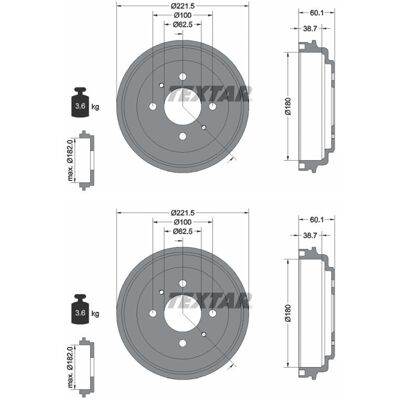 2x Textar 180mm Bremstrommeln Hinten Passend Für Hyundai Atos Links+rechts: Bremstrommel A.b.s.: 2879s Ashika: 560h012c Blue Print: Adg04725 Bosch: 09 2x Textar 180mm Bremstrommeln Hinten Passend Für Hyundai Atos Links+rechts: Bremstrommel A.b.s.: 2879s Ashika: 560h012c Blue Print: Adg04725 Bosch: 09