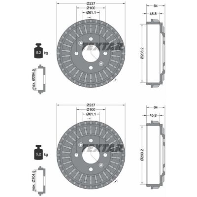 2x Textar 203,2mm Bremstrommeln Hinten Passend Für Renault Clio Twingo Smart: Bremstrommel A.b.s.: 2935s Ate: 24022030391 Dacia: 432009514r Delphi: Bf 2x Textar 203,2mm Bremstrommeln Hinten Passend Für Renault Clio Twingo Smart: Bremstrommel A.b.s.: 2935s Ate: 24022030391 Dacia: 432009514r Delphi: Bf