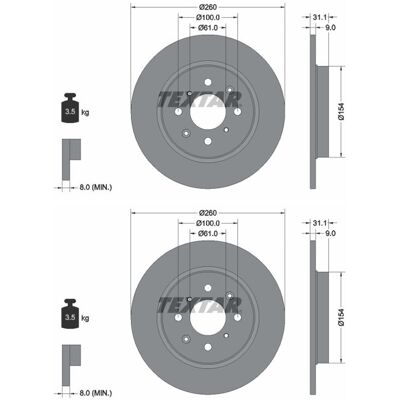 2x Textar Bremsscheiben Hinten 260mm Voll Passend Für Honda Insight Jazz: Bremsscheibe A.b.s.: 18049 Aisin: C6r1362s Ashika: 6104418c Ate: 24010901621 2x Textar Bremsscheiben Hinten 260mm Voll Passend Für Honda Insight Jazz: Bremsscheibe A.b.s.: 18049 Aisin: C6r1362s Ashika: 6104418c Ate: 24010901621