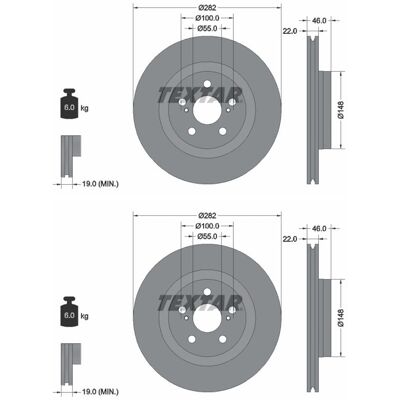 2x Textar Bremsscheiben Vorne 282mm Innenbelüftet Passend Für Toyota Yaris: Bremsscheibe A.b.s.: 18928 Abakus: 23103331 Ashika: 60022056c Ate: 2401220 2x Textar Bremsscheiben Vorne 282mm Innenbelüftet Passend Für Toyota Yaris: Bremsscheibe A.b.s.: 18928 Abakus: 23103331 Ashika: 60022056c Ate: 2401220