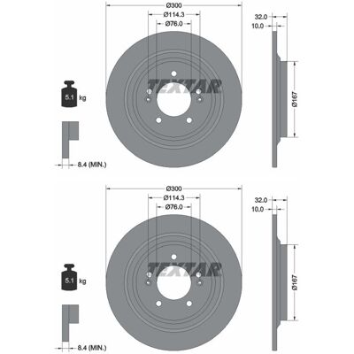 2x Textar Bremsscheiben Hinten 300mm Voll Passend Für Hyundai Kona Kia Niro: Bremsscheibe A.b.s.: 18799 Abakus: 23104300 Aisin: R6r1050s Ashika: 610hh 2x Textar Bremsscheiben Hinten 300mm Voll Passend Für Hyundai Kona Kia Niro: Bremsscheibe A.b.s.: 18799 Abakus: 23104300 Aisin: R6r1050s Ashika: 610hh
