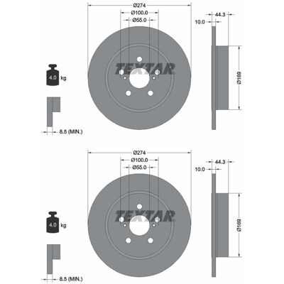 2x Textar Bremsscheiben Hinten 274mm Voll Passend Für Toyota Yaris 92333703: Bremsscheibe A.b.s.: 18904 Abakus: 23104275 Ashika: 6102271c Ate: 2401100 2x Textar Bremsscheiben Hinten 274mm Voll Passend Für Toyota Yaris 92333703: Bremsscheibe A.b.s.: 18904 Abakus: 23104275 Ashika: 6102271c Ate: 2401100