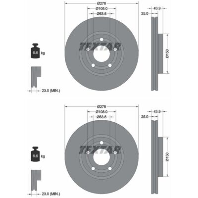 2x Textar Bremsscheiben Vorne 278mm Innenbelüftet Passend Für Ford Puma: Bremsscheibe A.b.s.: 18845 Abakus: 23103333 Ashika: 60000380c Ate: 2401250236 2x Textar Bremsscheiben Vorne 278mm Innenbelüftet Passend Für Ford Puma: Bremsscheibe A.b.s.: 18845 Abakus: 23103333 Ashika: 60000380c Ate: 2401250236