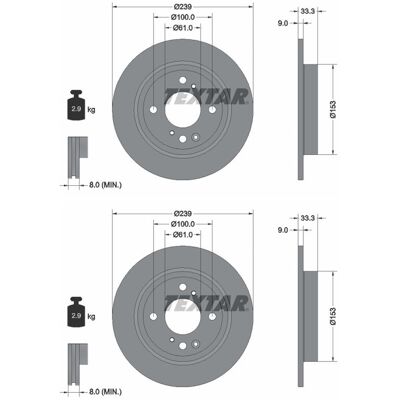 2x Textar Bremsscheiben Hinten 239mm Voll Passend Für Honda Jazz 92333903: Bremsscheibe A.b.s.: 18940 Ashika: 6104430c Blue Print: Adbp430188 Bosch: 0 2x Textar Bremsscheiben Hinten 239mm Voll Passend Für Honda Jazz 92333903: Bremsscheibe A.b.s.: 18940 Ashika: 6104430c Blue Print: Adbp430188 Bosch: 0