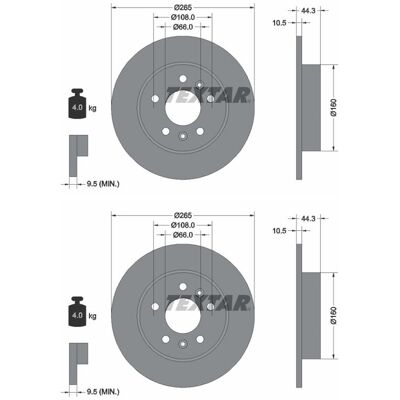 2x Textar Bremsscheiben Hinten 265mm Voll Passend Für Renault Laguna Safrane: Bremsscheibe A.b.s.: 16215 Aisin: B6r1953s Ashika: 61000707c Ate: 240110 2x Textar Bremsscheiben Hinten 265mm Voll Passend Für Renault Laguna Safrane: Bremsscheibe A.b.s.: 16215 Aisin: B6r1953s Ashika: 61000707c Ate: 240110