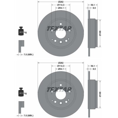 Textar Honda Element Bremsscheibe - 282mm Vollbelüftet Textar Honda Element Bremsscheibe - 282mm Vollbelüftet