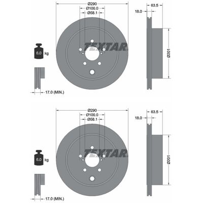2x Textar Bremsscheiben Hinten 290mm Innenbelüftet Passend Für Toyota Gt: Bremsscheibe A.b.s.: 18415 Aisin: F6r800s Ashika: 6102264c Blue Print: Ads74 2x Textar Bremsscheiben Hinten 290mm Innenbelüftet Passend Für Toyota Gt: Bremsscheibe A.b.s.: 18415 Aisin: F6r800s Ashika: 6102264c Blue Print: Ads74