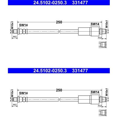 2x Ate Bremsschläuche Hinten Passend Für Audi A8 Links+rechts 24.5102-0250.3: Bremsschlauch A.b.s.: Sl4887 Ate: 24510202503 Bogap: A3124184 Brembo: T8 2x Ate Bremsschläuche Hinten Passend Für Audi A8 Links+rechts 24.5102-0250.3: Bremsschlauch A.b.s.: Sl4887 Ate: 24510202503 Bogap: A3124184 Brembo: T8