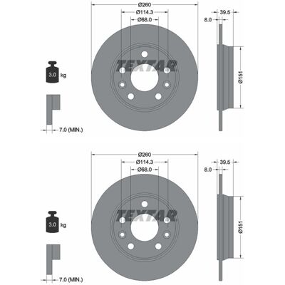 Textar Renault Zoe Bremsscheibe - Voll 260mm Textar Renault Zoe Bremsscheibe - Voll 260mm