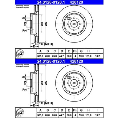 2x Ate Bremsscheiben 305,0mm Belüftet Vorne Passend Für Fiat Coupe: Bremsscheibe A.b.s.: 16906 Ashika: 60000200c Ate: 24012801201 Brembo: 09684311 Car 2x Ate Bremsscheiben 305,0mm Belüftet Vorne Passend Für Fiat Coupe: Bremsscheibe A.b.s.: 16906 Ashika: 60000200c Ate: 24012801201 Brembo: 09684311 Car