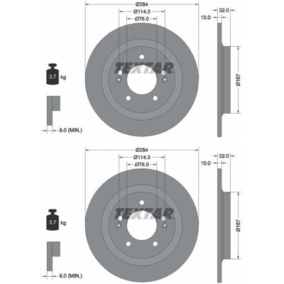 2x Textar Bremsscheiben 284mm Voll Hinten Passend Für Hyundai Kona Sonata Kia: Bremsscheibe A.b.s.: 18934 Ashika: 610hh27c Ate: 24011004331 Blue Print 2x Textar Bremsscheiben 284mm Voll Hinten Passend Für Hyundai Kona Sonata Kia: Bremsscheibe A.b.s.: 18934 Ashika: 610hh27c Ate: 24011004331 Blue Print