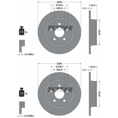 2x Textar Bremsscheiben 280mm Voll Hinten Passend Für Ford Tourneo Transit: Bremsscheibe A.b.s.: 18900 Abakus: 23104285 Ate: 24011101941 Blue Print: A 2x Textar Bremsscheiben 280mm Voll Hinten Passend Für Ford Tourneo Transit: Bremsscheibe A.b.s.: 18900 Abakus: 23104285 Ate: 24011101941 Blue Print: A