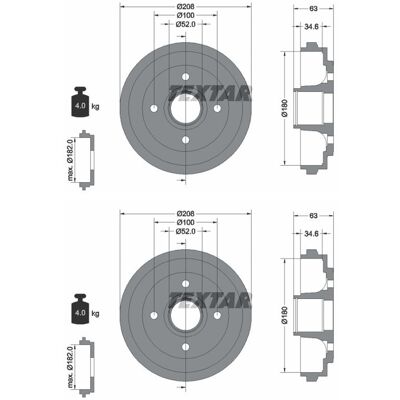 2x Textar Bremstrommeln 180mm Hinten Passend Für Nissan Pixo Opel Agila: Bremstrommel A.b.s.: 2755s A.b.s.: 2757s Ap Xenergy: X654304 Ashika: 5608808c 2x Textar Bremstrommeln 180mm Hinten Passend Für Nissan Pixo Opel Agila: Bremstrommel A.b.s.: 2755s A.b.s.: 2757s Ap Xenergy: X654304 Ashika: 5608808c