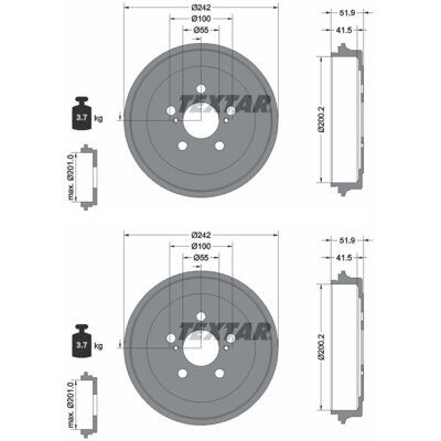 2x Textar Bremstrommeln 200,2mm Hinten Passend Für Toyota Allion Celica Prius: Bremstrommel A.b.s.: 3435s Delphi: Bf615 Eurobrake: 5825254541 Hella: 8 2x Textar Bremstrommeln 200,2mm Hinten Passend Für Toyota Allion Celica Prius: Bremstrommel A.b.s.: 3435s Delphi: Bf615 Eurobrake: 5825254541 Hella: 8