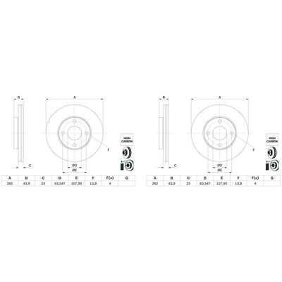 Bosch 262mm Belüftete Bremsscheibe - Bremsscheibe Bosch 262mm Belüftete Bremsscheibe - Bremsscheibe