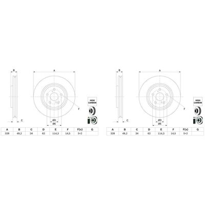 2x Bosch Bremsscheiben Ø328mm Vorne Passend Für Lexus Rx Toyota Bz4x Highlander: Bremsscheibe A.b.s.: 18926 Ackoja: A7040031 Ashika: 60022058c Blue Pr 2x Bosch Bremsscheiben Ø328mm Vorne Passend Für Lexus Rx Toyota Bz4x Highlander: Bremsscheibe A.b.s.: 18926 Ackoja: A7040031 Ashika: 60022058c Blue Pr