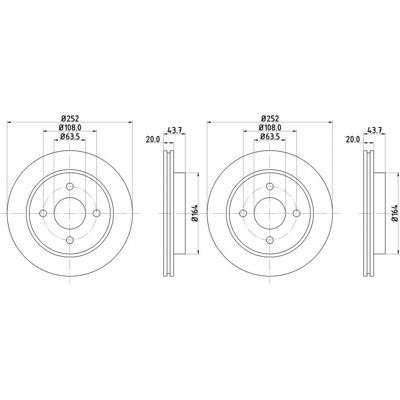 Hella Pagid 252mm Belüfteter Bremsscheibe - Bremsscheibe Hella Pagid 252mm Belüfteter Bremsscheibe - Bremsscheibe