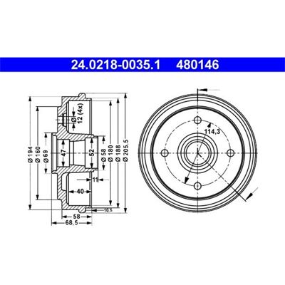 Chevrolet Daewoo 180mm Hintere Bremstrommel - Bremstrommel Chevrolet Daewoo 180mm Hintere Bremstrommel - Bremstrommel