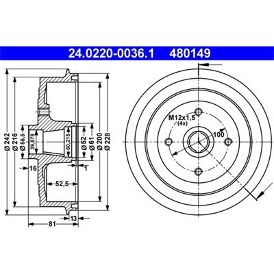 2x Ate Bremstrommeln 200mm Hinten Passend Für Chevrolet Lanos Daewoo Lanos: Bremstrommel A.b.s.: 2663s Ashika: 56w0001c Ate: 24022000361 Blue Print: A 2x Ate Bremstrommeln 200mm Hinten Passend Für Chevrolet Lanos Daewoo Lanos: Bremstrommel A.b.s.: 2663s Ashika: 56w0001c Ate: 24022000361 Blue Print: A