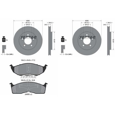 Textar 282mm Belüftete Bremsscheibe für Chrysler Voyager 3 Textar 282mm Belüftete Bremsscheibe für Chrysler Voyager 3