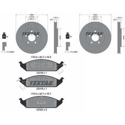 Textar Bremsscheiben 260mm + Beläge Vorne Passend Für Chrysler Cirrus Stratus: Bremsbelagsatz, Scheibenbremse A.b.s.: 38650 Ashika: 5000093 Bosch: 098 Textar Bremsscheiben 260mm + Beläge Vorne Passend Für Chrysler Cirrus Stratus: Bremsbelagsatz, Scheibenbremse A.b.s.: 38650 Ashika: 5000093 Bosch: 098