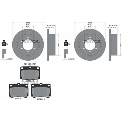 Textar Bremsscheiben 315mm + Beläge Hinten Passend Für Mitsubishi Pajero Sport 1: Bremsscheibe A.b.s.: 16471 Ap Xenergy: X601492 Ashika: 6105598c Ate: Textar Bremsscheiben 315mm + Beläge Hinten Passend Für Mitsubishi Pajero Sport 1: Bremsscheibe A.b.s.: 16471 Ap Xenergy: X601492 Ashika: 6105598c Ate: