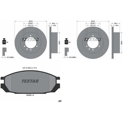 Textar Bremsscheiben 316mm + Beläge Hinten Passend Für Nissan Patrol Gr Y60: Bremsscheibe A.b.s.: 16022 Aisin: B6r503s Ashika: 6101116c Ate: 240118013 Textar Bremsscheiben 316mm + Beläge Hinten Passend Für Nissan Patrol Gr Y60: Bremsscheibe A.b.s.: 16022 Aisin: B6r503s Ashika: 6101116c Ate: 240118013