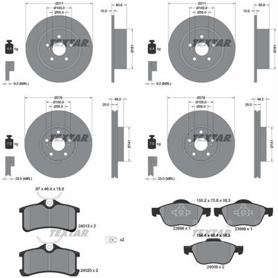 Textar Bremsscheiben + Beläge Vorne + Hinten Passend Für Toyota Avensis T22: Bremsbelagsatz, Scheibenbremse A.b.s.: 37270 Abakus: 23102105 Abakus: 231 Textar Bremsscheiben + Beläge Vorne + Hinten Passend Für Toyota Avensis T22: Bremsbelagsatz, Scheibenbremse A.b.s.: 37270 Abakus: 23102105 Abakus: 231
