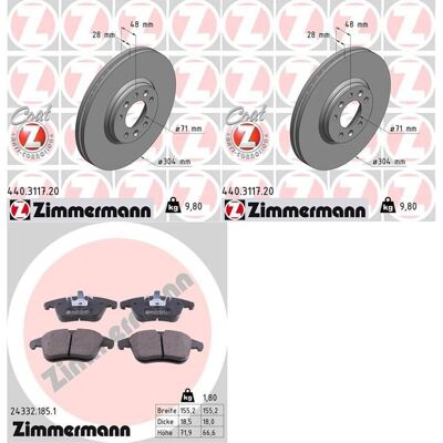 Zimmermann - Citroën C5/407 - 304x28mm - 5x108 - Bremsscheibe Zimmermann - Citroën C5/407 - 304x28mm - 5x108 - Bremsscheibe
