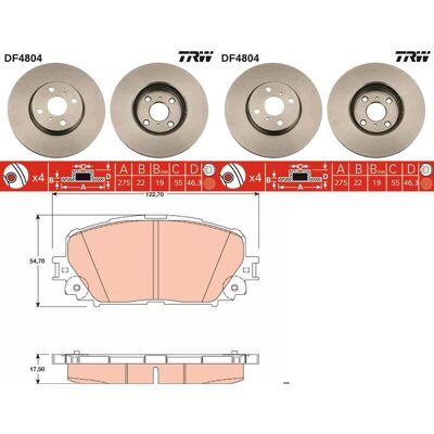 Trw Bremsscheiben 275mm + Beläge Vorne Passend Für Toyota Yaris P9 + P13: Bremsscheibe A.b.s.: 17749 Abakus: 23103220 Abakus: 231032202 Ackoja: A70800 Trw Bremsscheiben 275mm + Beläge Vorne Passend Für Toyota Yaris P9 + P13: Bremsscheibe A.b.s.: 17749 Abakus: 23103220 Abakus: 231032202 Ackoja: A70800
