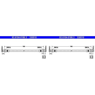 ATE - SL1147 - 180mm - M10x1 - Bremsleitung ATE - SL1147 - 180mm - M10x1 - Bremsleitung