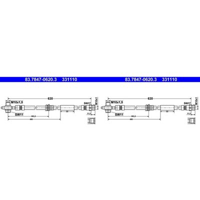 ATE SL6099 - 620mm M10x1 - Bremsenschlauch ATE SL6099 - 620mm M10x1 - Bremsenschlauch