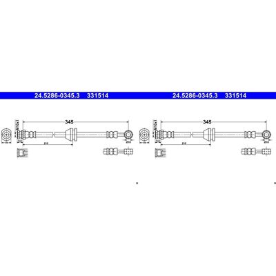 2x Ate Bremsschlauch Bremsschläuche 345mm Vorne Passend Für Chevrolet Spark: Bremsschlauch A.b.s.: Sl6258 Ate: 24528603453 Blue Print: Adg053300 Bosch 2x Ate Bremsschlauch Bremsschläuche 345mm Vorne Passend Für Chevrolet Spark: Bremsschlauch A.b.s.: Sl6258 Ate: 24528603453 Blue Print: Adg053300 Bosch