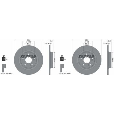 2x Textar Pro Bremsscheiben 282mm Voll Hinten Passend Für Honda S2000 92173403: Bremsscheibe A.b.s.: 17467 Aisin: C6r1660s Ashika: 6104497c Ate: 24011 2x Textar Pro Bremsscheiben 282mm Voll Hinten Passend Für Honda S2000 92173403: Bremsscheibe A.b.s.: 17467 Aisin: C6r1660s Ashika: 6104497c Ate: 24011