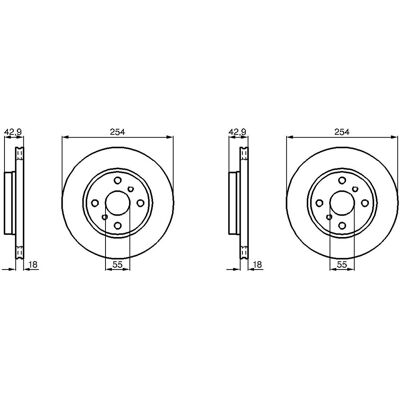 2x Bosch Bremsscheiben 254mm Belüftet Innenbelüftet Vorne Passend Für Toyota Pas: Bremsscheibe A.b.s.: 16617 Ashika: 60022032c Blue Print: Adt343136 B 2x Bosch Bremsscheiben 254mm Belüftet Innenbelüftet Vorne Passend Für Toyota Pas: Bremsscheibe A.b.s.: 16617 Ashika: 60022032c Blue Print: Adt343136 B