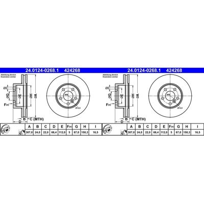 2x Ate Bremsscheiben 307mm Belüftet Vorne Passend Für Bmw 3 4 24.0124-0268.1: Bremsscheibe A.b.s.: 18802 Ate: 24012402681 Blue Print: Adbp430124 Bmw: 2x Ate Bremsscheiben 307mm Belüftet Vorne Passend Für Bmw 3 4 24.0124-0268.1: Bremsscheibe A.b.s.: 18802 Ate: 24012402681 Blue Print: Adbp430124 Bmw: