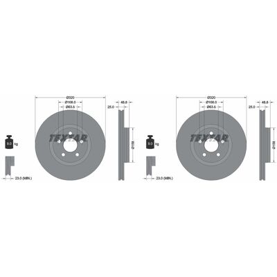 2x Textar Pro Bremsscheiben 320mm Innenbelüftet Vorne Passend Für Ford Tourneo T: Bremsscheibe A.b.s.: 18835 Ashika: 60000383c Ate: 24012502241 Blue P 2x Textar Pro Bremsscheiben 320mm Innenbelüftet Vorne Passend Für Ford Tourneo T: Bremsscheibe A.b.s.: 18835 Ashika: 60000383c Ate: 24012502241 Blue P